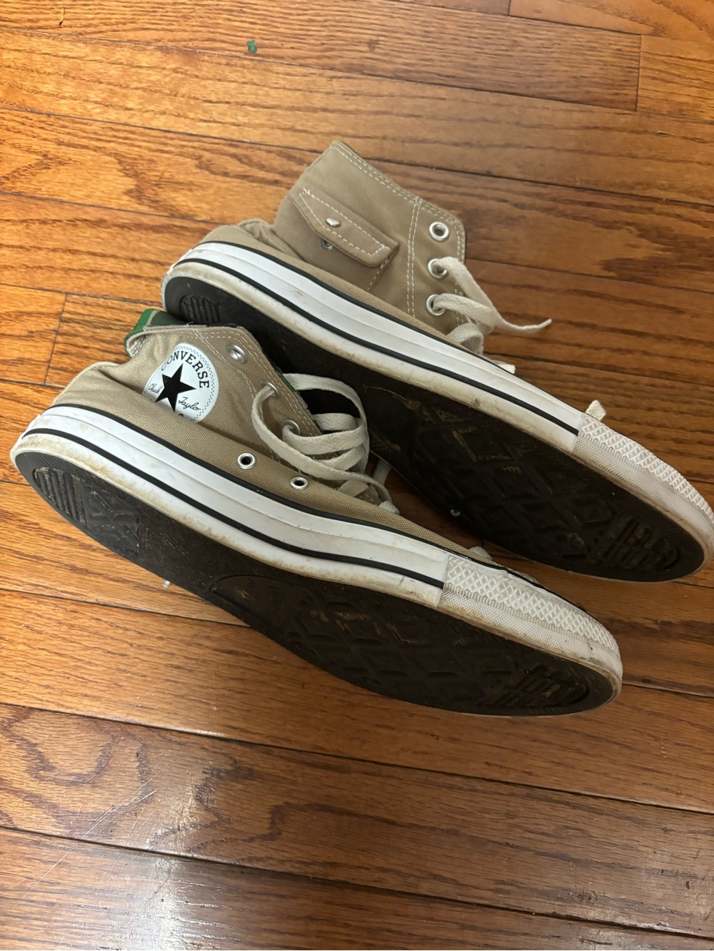 Men’s High-Top Canvas Sneakers in Tan with Green Camo Lining - Picture 4 of 9